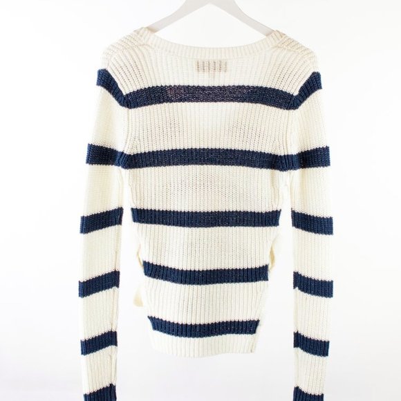 Derek Lam 10 Crosby Creme Striped Lace-Up Sweater - Picture 3 of 7